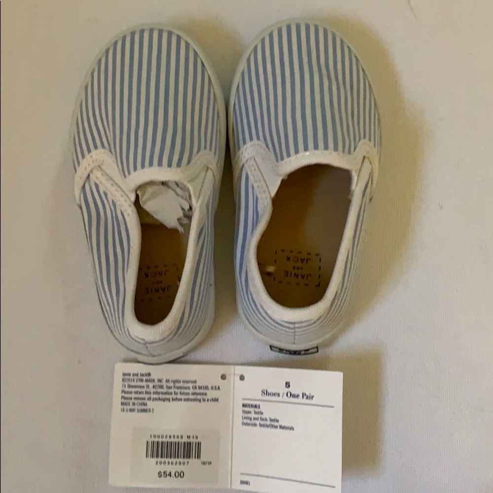Janie and Jack blue and white striped baby shoe